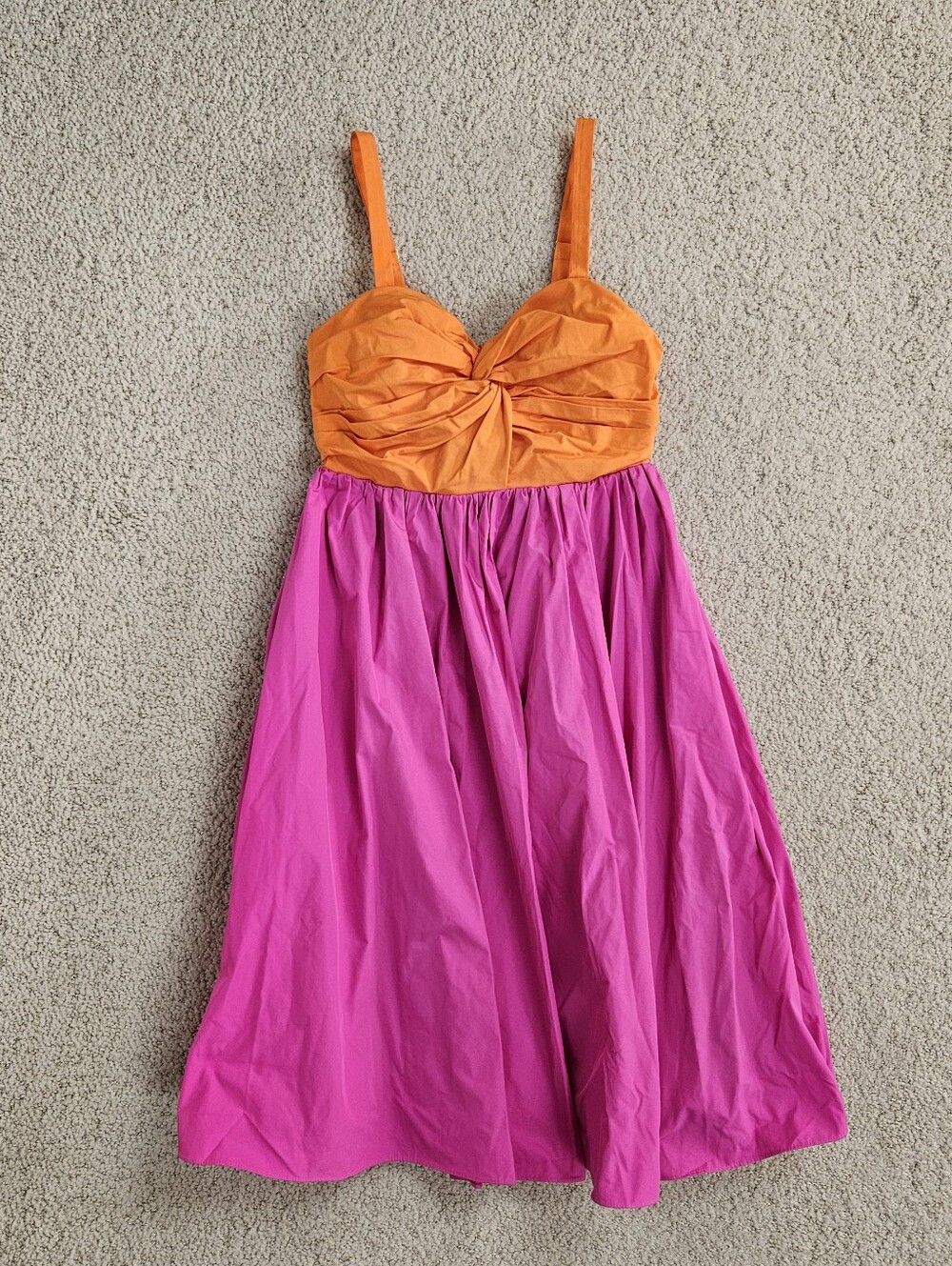 Kate Spade Mini Dress Twist Front Colorblock Orange Pink Womens 2 Smocked